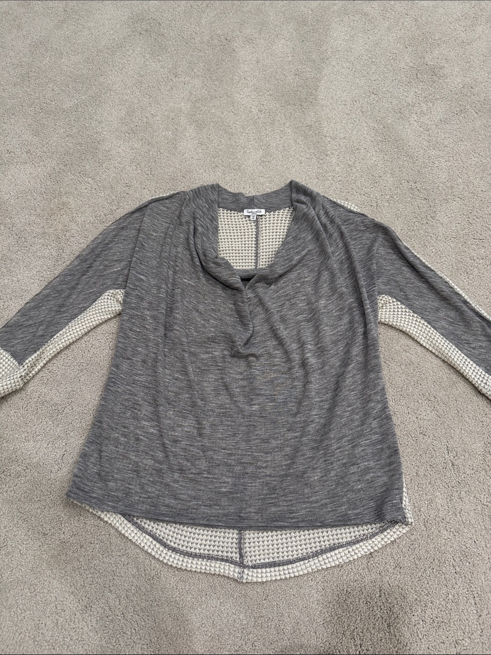 Splendid Gray and Cream Layered Pullover Sweater